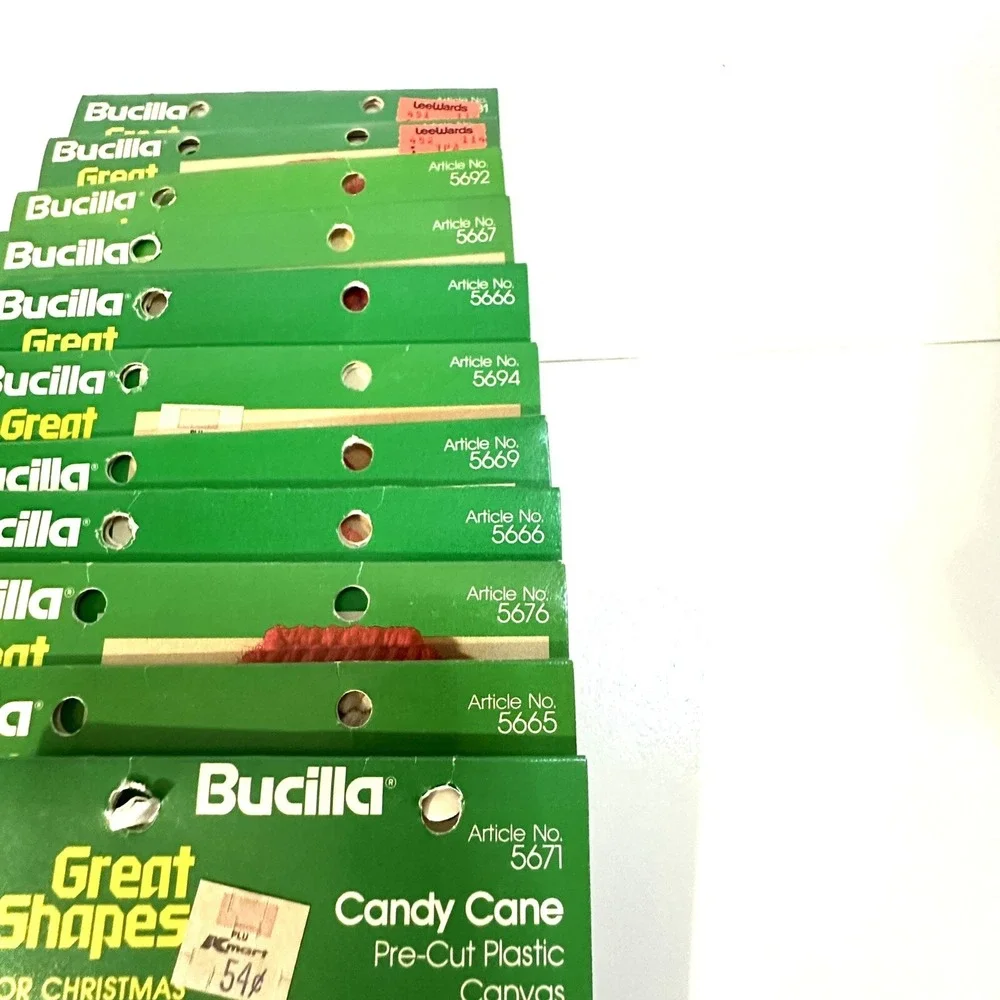 11 Vintage Bucilla  Shapes Christmas‎ Trees Candy Cane Bell Wreath Angel Santa